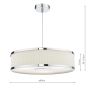 Alvaro 3 Light Pendant Polished Chrome and Ivory With Shade