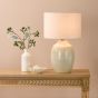 Amsara Table Lamp Cream Ceramic and Antique Brass With Shade