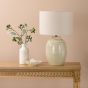 Amsara Table Lamp Cream Ceramic and Antique Brass With Shade
