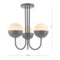 Andre 3 Light Semi Flush Grey Opal Glass