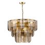 Anielle 9 Light Chandelier Natural Brass and Tea Smoked Glass