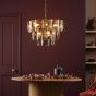 Anielle 9 Light Chandelier Natural Brass and Tea Smoked Glass