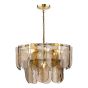 Anielle 7 Light Chandelier Natural Brass and Tea Smoked Glass