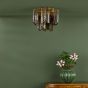 Anielle 3 Light Flush Natural Brass and Tea Smoked Glass