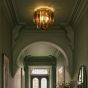 Anielle 3 Light Flush Natural Brass and Tea Smoked Glass