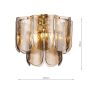 Anielle 3 Light Flush Natural Brass and Tea Smoked Glass