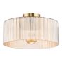 Arlo Flush Antique Bronze and Champagne Ribbed Glass