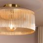 Arlo Flush Antique Bronze and Champagne Ribbed Glass