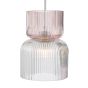 Auberta 3 Light Cluster Pendant Polished Chrome and Pink Ribbed Glass