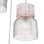 Auberta 3 Light Cluster Pendant Polished Chrome and Pink Ribbed Glass