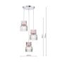 Auberta 3 Light Cluster Pendant Polished Chrome and Pink Ribbed Glass