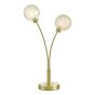 Avari 2 Light Table Lamp Satin Brass and White Frosted Glass