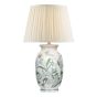Aviara Table Lamp Green Ceramic and Antique Brass With Ivory Pleated Shade