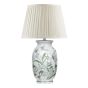 Aviara Table Lamp Green Ceramic and Antique Brass With Ivory Pleated Shade