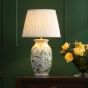 Aviara Table Lamp Green Ceramic and Antique Brass With Ivory Pleated Shade