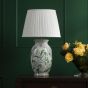 Aviara Table Lamp Green Ceramic and Antique Brass With Ivory Pleated Shade