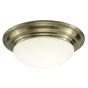 Barclay Small Bathroom Flush Antique Brass Opal Glass IP44