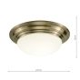 Barclay Small Bathroom Flush Antique Brass Opal Glass IP44
