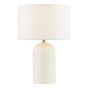 Bayonne Table Lamp White Ceramic and Antique Brass With Linen Drum Shade