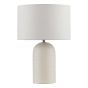 Bayonne Table Lamp White Ceramic and Antique Brass With Linen Drum Shade