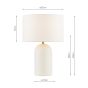 Bayonne Table Lamp White Ceramic and Antique Brass With Linen Drum Shade