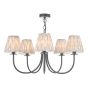 Becca 5 Light Armed Pendant Matt Black With Taupe Ikat Shade