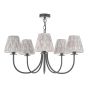 Becca 5 Light Armed Pendant Matt Black With Taupe Ikat Shade