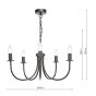 Becca 5 Light Armed Pendant Matt Black Fitting Only
