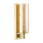 Bevin Bathroom Wall Light Natural Brass and Amber Ribbed Glass IP44