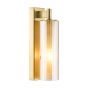 Bevin Bathroom Wall Light Natural Brass and Amber Ribbed Glass IP44