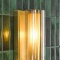 Bevin Bathroom Wall Light Natural Brass and Amber Ribbed Glass IP44