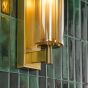 Bevin Bathroom Wall Light Natural Brass and Amber Ribbed Glass IP44