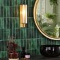 Bevin Bathroom Wall Light Natural Brass and Amber Ribbed Glass IP44