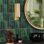 Bevin Bathroom Wall Light Natural Brass and Amber Ribbed Glass IP44
