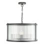 Bianka 3 Light Pendant Matt Black and Ribbed Glass