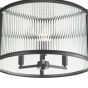 Bianka 3 Light Pendant Matt Black and Ribbed Glass