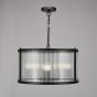 Bianka 3 Light Pendant Matt Black and Ribbed Glass