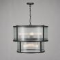 Bianka 6 Light Pendant Matt Black and Ribbed Glass