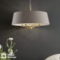Birch 4 Light Shadelier Antique Brass and Taupe With Shade