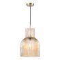Bixby Pendant Amber Ribbed Glass and Brushed Bronze