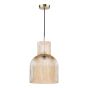 Bixby Pendant Amber Ribbed Glass and Brushed Bronze
