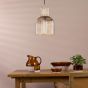 Bixby Pendant Amber Ribbed Glass and Brushed Bronze