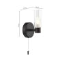Bolton Bathroom Wall Light Matt Black and Ribbed Glass IP44