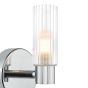 Bolton Bathroom Wall Light Polished Chrome and Ribbed Glass IP44