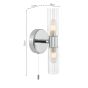 Bolton 2 Light Bathroom Wall Light Polished Chrome and Ribbed Glass IP44