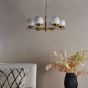 Bombazine 6 Light Pendant Natural Brass and Opal Glass