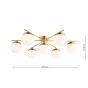 Bombazine 7 Light Semi-Flush Natural Brass and Opal Glass