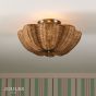 Joules Braywick 2 Light Flush Satin Bronze and Rattan Shade