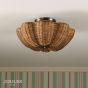 Joules Braywick 2 Light Flush Satin Bronze and Rattan Shade