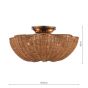 Joules Braywick 2 Light Flush Satin Bronze and Rattan Shade